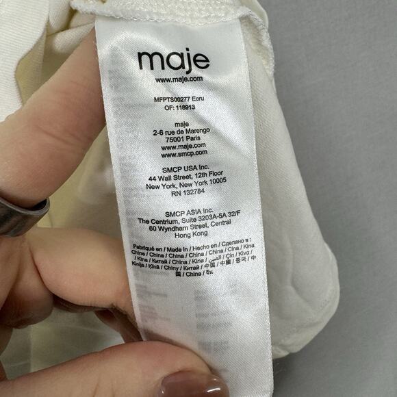 Maje Womens Top 1 / Small White 100% Cotton Lace Up Back T-Shirt Streetwear Tee - Picture 7 of 10